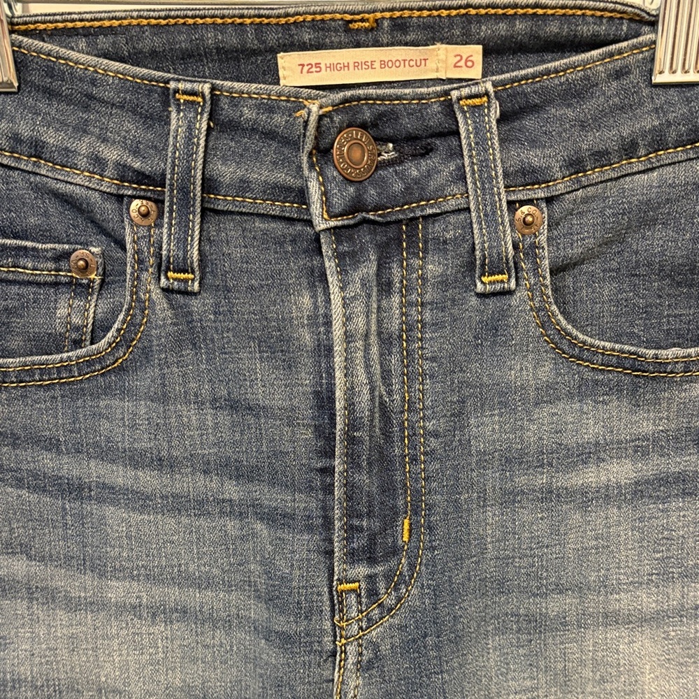 Levi's Women's High Rise Boot Cut Jeans in Dark Blue - Picture 2 of 6